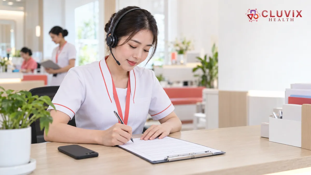 nhân viên ghi chú quy trình tư vấn khách hàng phòng khám
